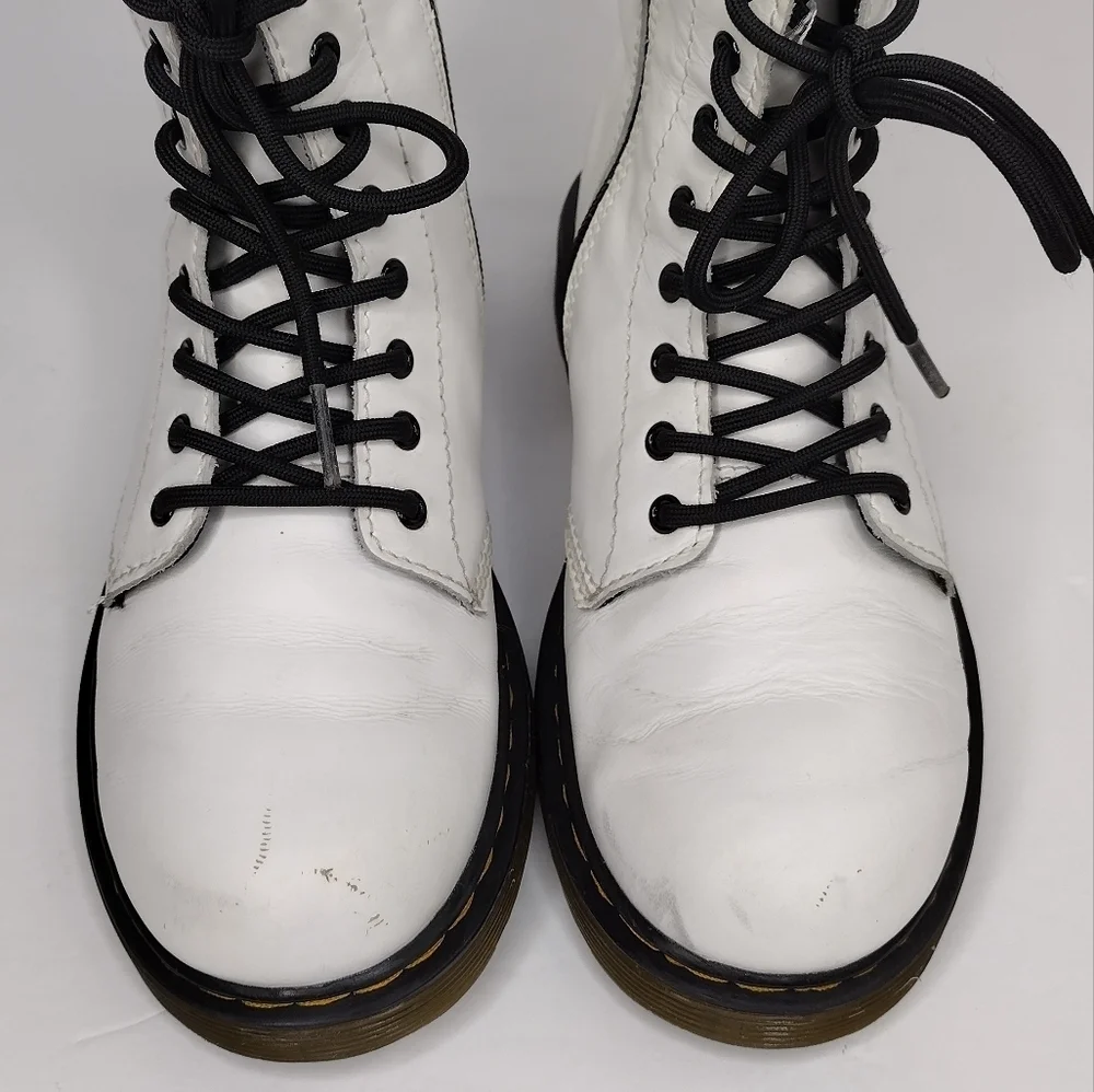 Dr Martens 1460 J White Lace Up Combat Boots Sz 3